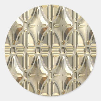 Pegatina Redonda Grabado en relieve Silvery Gold