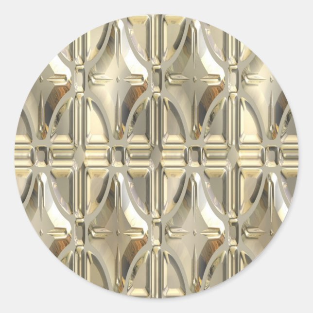 Pegatina Redonda Grabado en relieve Silvery Gold (Anverso)