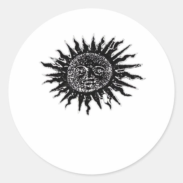 Pegatina Redonda Grabado solar medieval - Estética de Whimsigoth -  (Anverso)