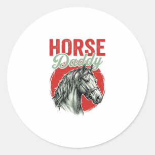 Pegatina Redonda Grabado Vintage Horse Daddy