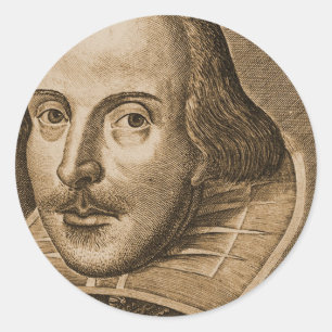 Pegatina Redonda Grabados Shakespeare Droeshout