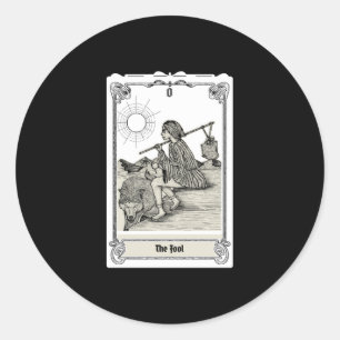 Pegatina Redonda Grabando Tarot - El tonto O