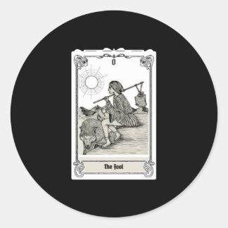 Pegatina Redonda Grabando Tarot - El tonto O
