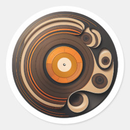 Pegatina Redonda Grabar el Día de la Tienda Guay Retro Vinyl Record