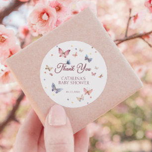 Pegatina Redonda Gracetil Mariposa Pastel Gracias