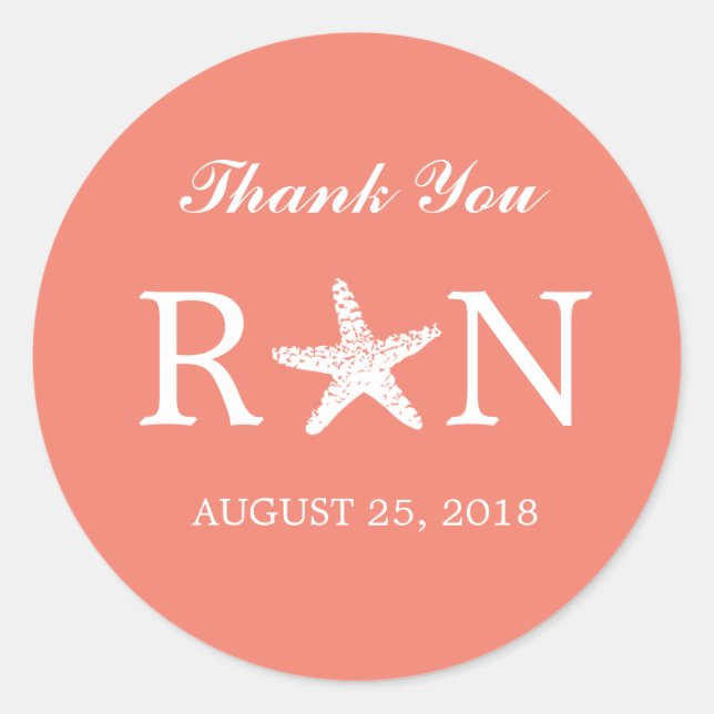 Pegatina Redonda Graceus Starfish | BODA (Anverso)