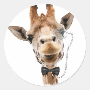 Pegatina Redonda Gracia divertida con Bowtie y Monocle