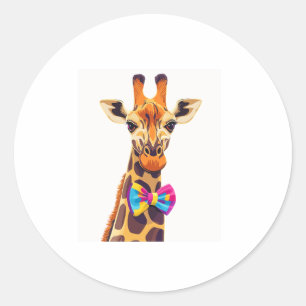 Pegatina Redonda Gracia divertida con humor animal Bowtie