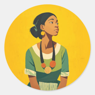 Pegatina Redonda Gracia en verde y oro