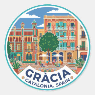Pegatina Redonda Gràcia España