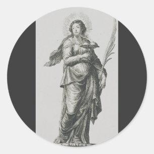 Pegatina Redonda Gracia Volcánica de Santa Águeda de Sicilia Arte