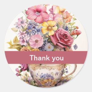 Pegatina Redonda Gracias 14 Taza de flores Miniaturas Hershey's