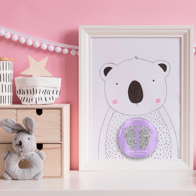 Pegatina Redonda Gracias a Baby Shower por los Purpurinas púrpura p (Subido por el creador)