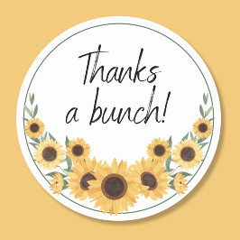Pegatina Redonda Gracias a Bunch Sunflower