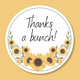 Pegatina Redonda Gracias a Bunch Sunflower
