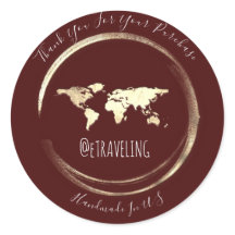 Gracias a Burgundy Gold World Map Travelling Globe