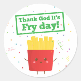Pegatina Redonda ¡Gracias a Dios es el día de las papas fritas! con