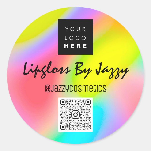 Pegatina Redonda Gracias a la empresa QR Code Logo Rainbow (Anverso)