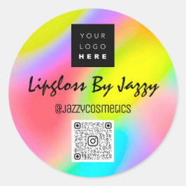 Pegatina Redonda Gracias a la empresa QR Code Logo Rainbow