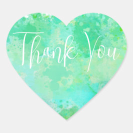 Pegatina Redonda Gracias a la moda azul verde y amarillo acuarela