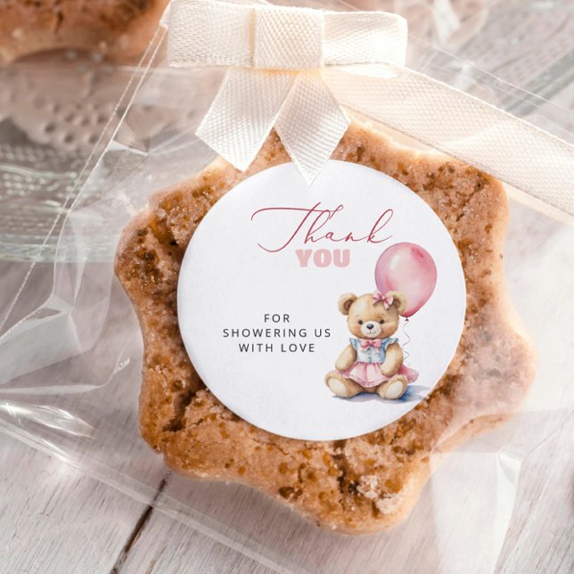 Pegatina Redonda Gracias a la moderna Baby Shower de globos Minimal (Subido por el creador)