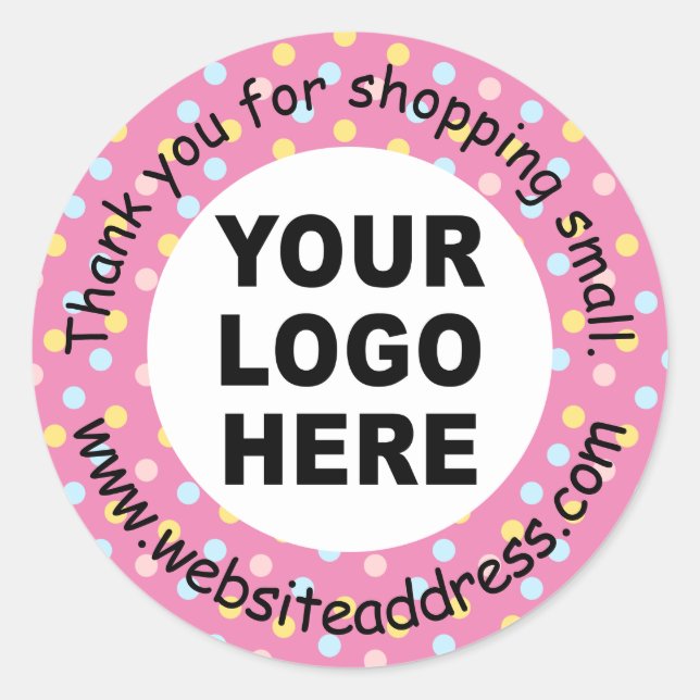 Pegatina Redonda Gracias a la pequeña empresa (Anverso)