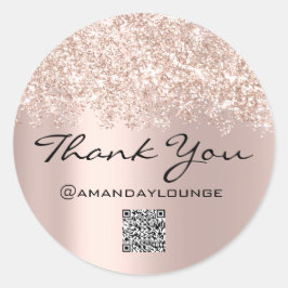 Pegatina Redonda Gracias a la pequeña empresa Confetti Rosa URCode 