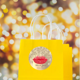 Pegatina Redonda Gracias a la pequeña empresa Nombre de Purpurina r