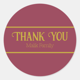 Pegatina Redonda Gracias a la personalización de color rojo sólido 