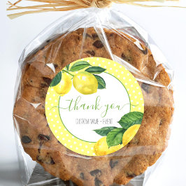 Pegatina Redonda Gracias a los dosificadores de limón acuarela rúst