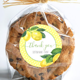 Pegatina Redonda Gracias a los dosificadores de limón acuarela rúst