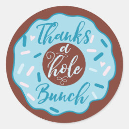 Pegatina Redonda Gracias A Los Pegatinas De Hole Bunch Blue Donut