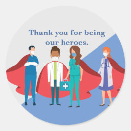 Pegatina Redonda Gracias a los trabajadores de la salud Enfermera M