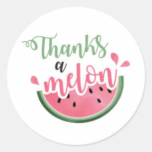Pegatina Redonda Gracias a Melón Cumpleaños de sandía Gracias