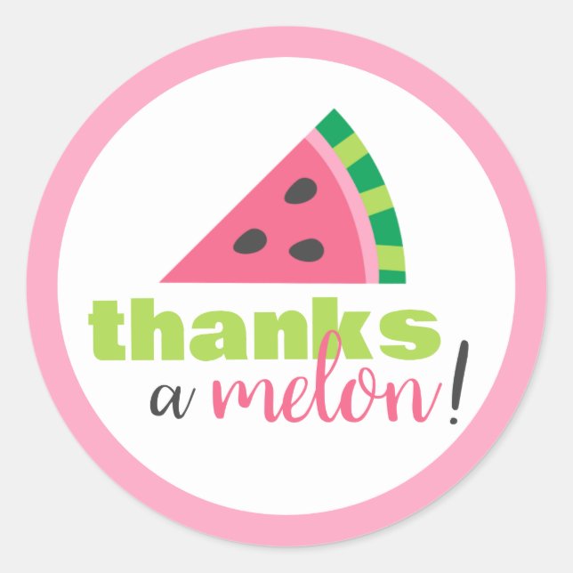 Pegatina Redonda Gracias A Melon Watermelon Birthday Gracias (Anverso)