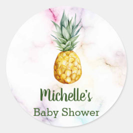 Pegatina Redonda Gracias a Pineapple Baby Shower Favor