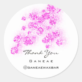 Pegatina Redonda Gracias a Purpurina de compras de color rosa mojig