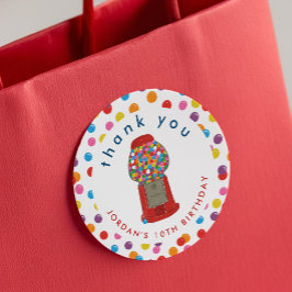 Pegatina Redonda Gracias a Red Gumball Machine Candy Bubble Gum