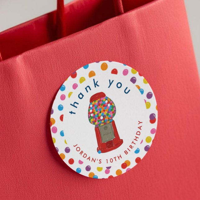 Pegatina Redonda Gracias a Red Gumball Machine Candy Bubble Gum (Red Gumball Machine Candy Bubble Gum Thank You Classic Round Sticker)