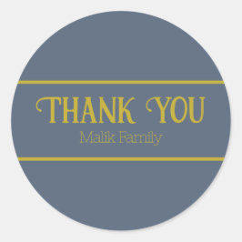 Pegatina Redonda Gracias a Retro Blue Solid Color Personalize