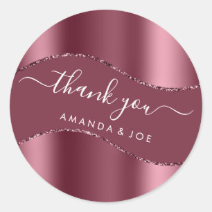 Pegatina Redonda Gracias a Sweet 16th Bridal Burgundy Rosa