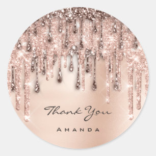 Pegatina Redonda Gracias a Sweet 16th Bridal Rosa Boda Drip Purpuri