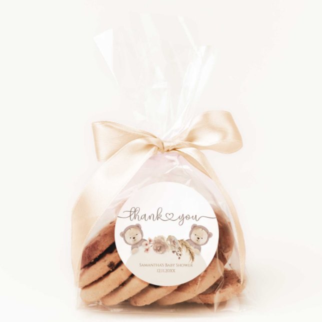 Pegatina Redonda Gracias a Teddy Bear Twins Baby Shower (Subido por el creador)