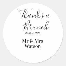 Pegatina Redonda Gracias a un brunch post boda nombre fecha simple