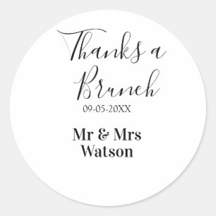 Pegatina Redonda Gracias a un brunch post boda nombre fecha simple