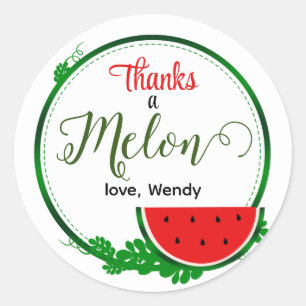 Pegatina Redonda Gracias a una melón, sandía Gracias