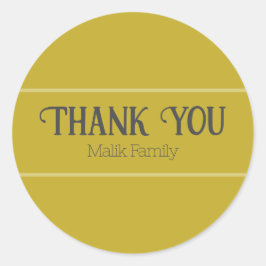 Pegatina Redonda Gracias a Vintage Gold Solid Color Personalize