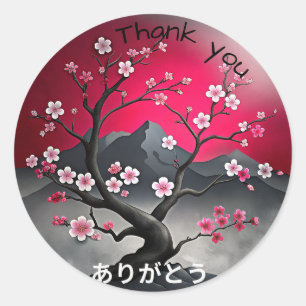 Pegatina Redonda Gracias al estilo japonés