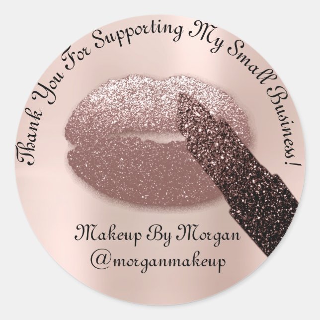 Pegatina Redonda Gracias Apoyar a la maquillaje para pequeñas empre (Anverso)