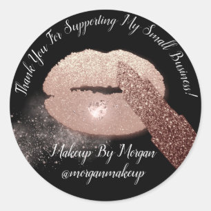 Pegatina Redonda Gracias apoyar negro de los labios del maquillaje